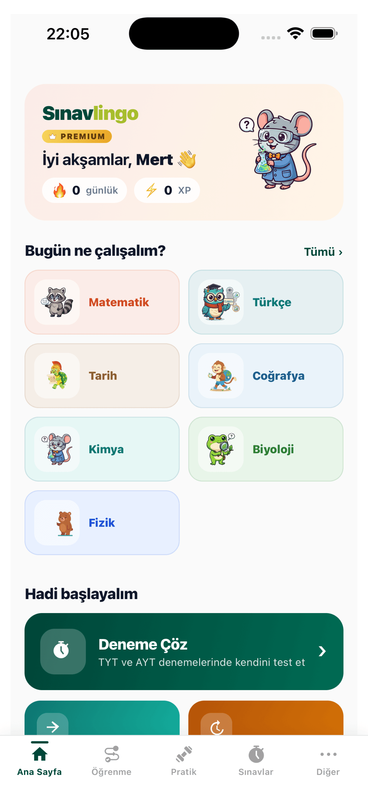 Sınavlingo tablet görünümü